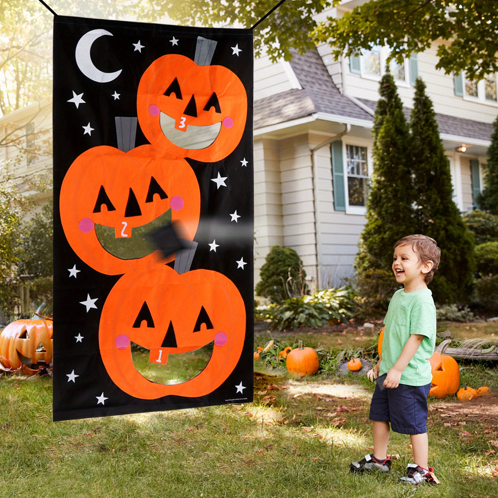 Pumpkin Bean Bag Toss Games 3 Bean Bags Halloween Games Temu