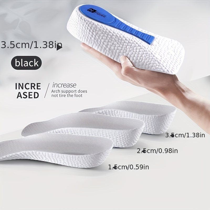 1.5-3.5cm (0.59-1.38in) Invisible Height Increase Insoles Light Weight Soft Elastic Arch Support Breathable Heel Lifting Inserts Arch Support Heel Lift Memory Foam Shoe Pads Orthopedic Soles