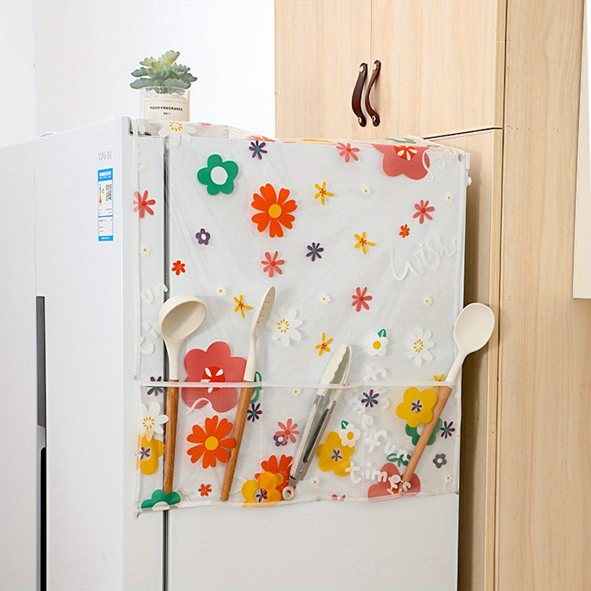  Fridge Dust Cover with Pockets, Spring Pink Flowers Microwave  Oven Dustproof Cover Decorative Kitchen Appliance Protector Cover  Multi-Purpose Top Covers 12x35 Rural Floral Leaves Tiled: Home & Kitchen