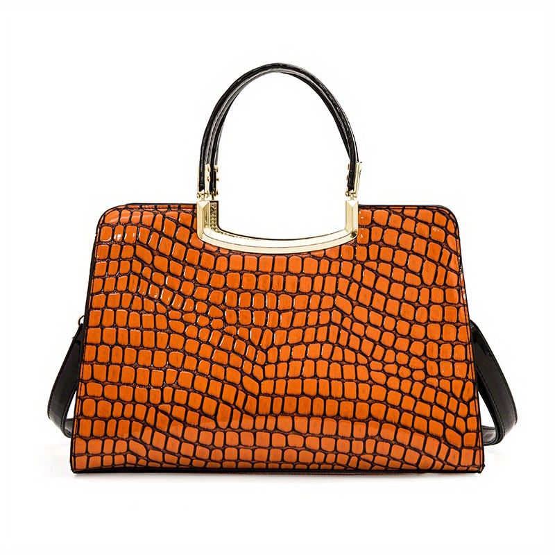 Stone Pattern Large Tote Bag PU Leather Shoulder Bag