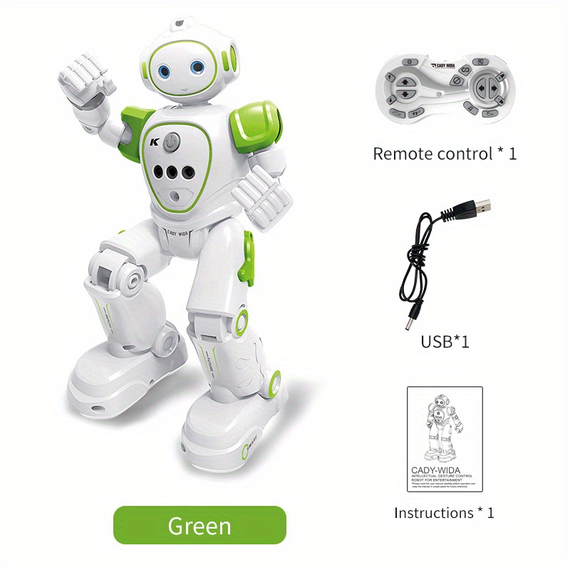 ALLCELE Giocattolo Bambini Robot Telecomandato Ricaricabile, Con occhi a  LED, Musica e Suoni Interessanti, per Bambini