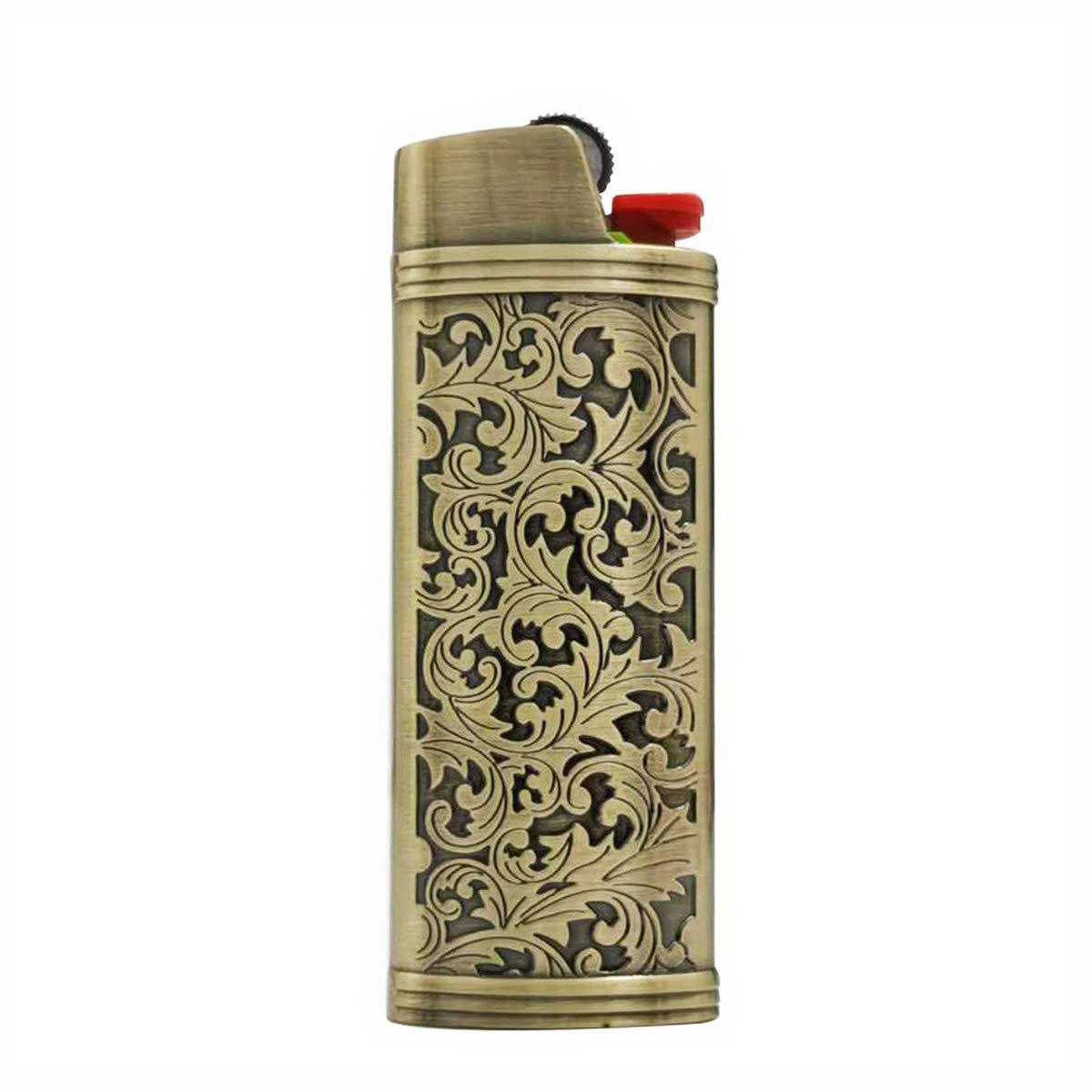 Vintage Floral Print Metal Lighter Case Compatible With Bic J6