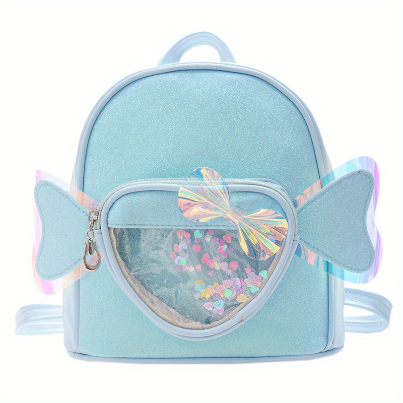 Sequins Love Bow Decor Backpack for Girls