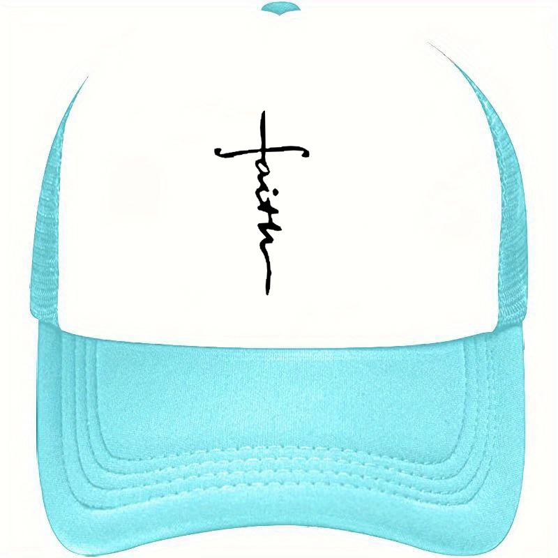 Faith Cross Print Baseball Cap Unisex Solid Sunshade Dad Hats