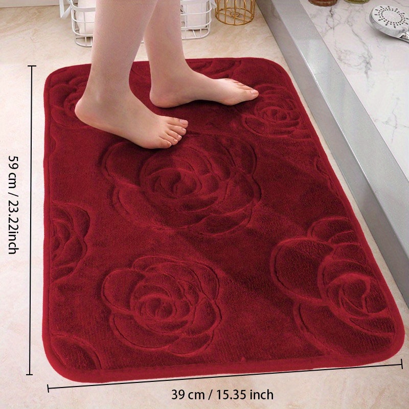  Rstick Red Roses Bathroom Rugs Non Slip Washable Seamless  Flowers Bath Mat Small Rubber Backed Floor Mat 17x24 : Home & Kitchen