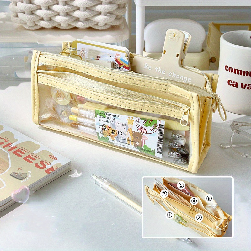 Transparent Multi-layer Pencil Pouch - Large Capacity Stationery