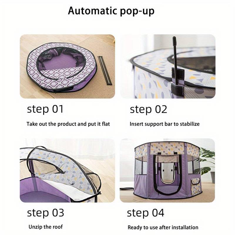Foldable Pet Tent Bed For Cats & Dogs - Semi-Enclosed, Ventilated Mesh, Waterproof, Portable For Indoor & Outdoor
