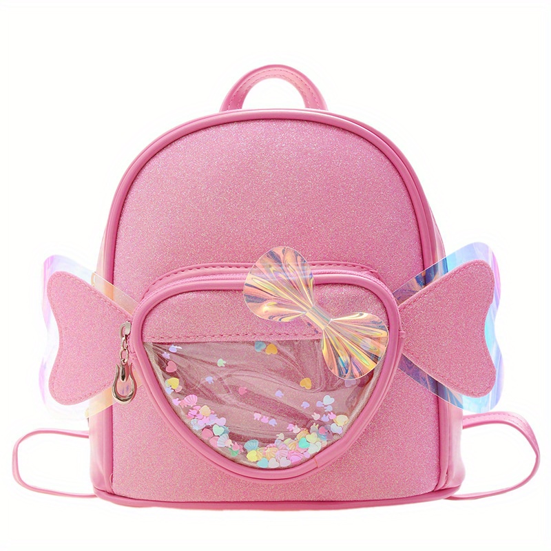 Sequins Love Bow Decor Backpack for Girls
