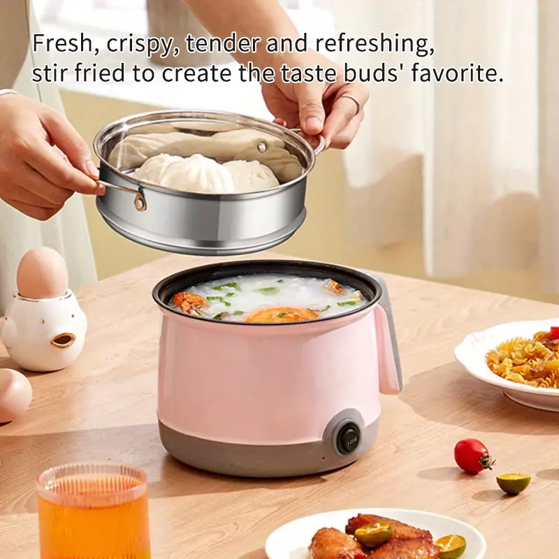 1pc mini hot pot electric ramen cooker hotpot mini rice cooker thermal small household multi functional pans for single easy to clean details 6