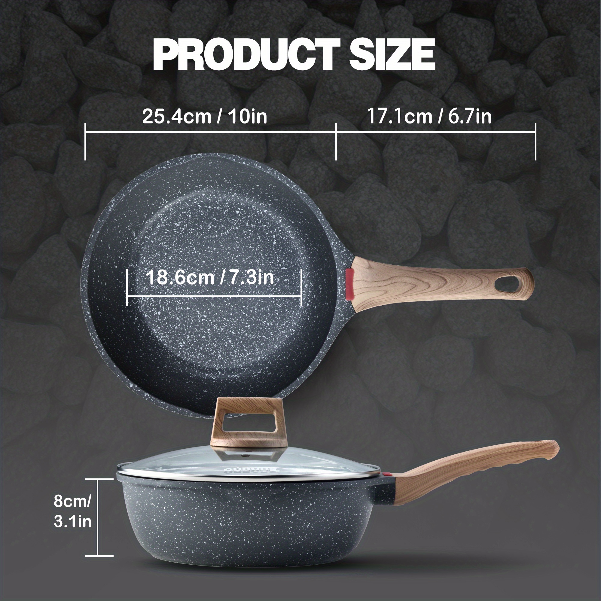 CAROTE Nonstick Deep Frying Pan with Lid, 11 Inch Skillet Saute Pan  Induction Cookware, Non Stick Granite Frying Pan for Cooking, PFOA Free  (Classic