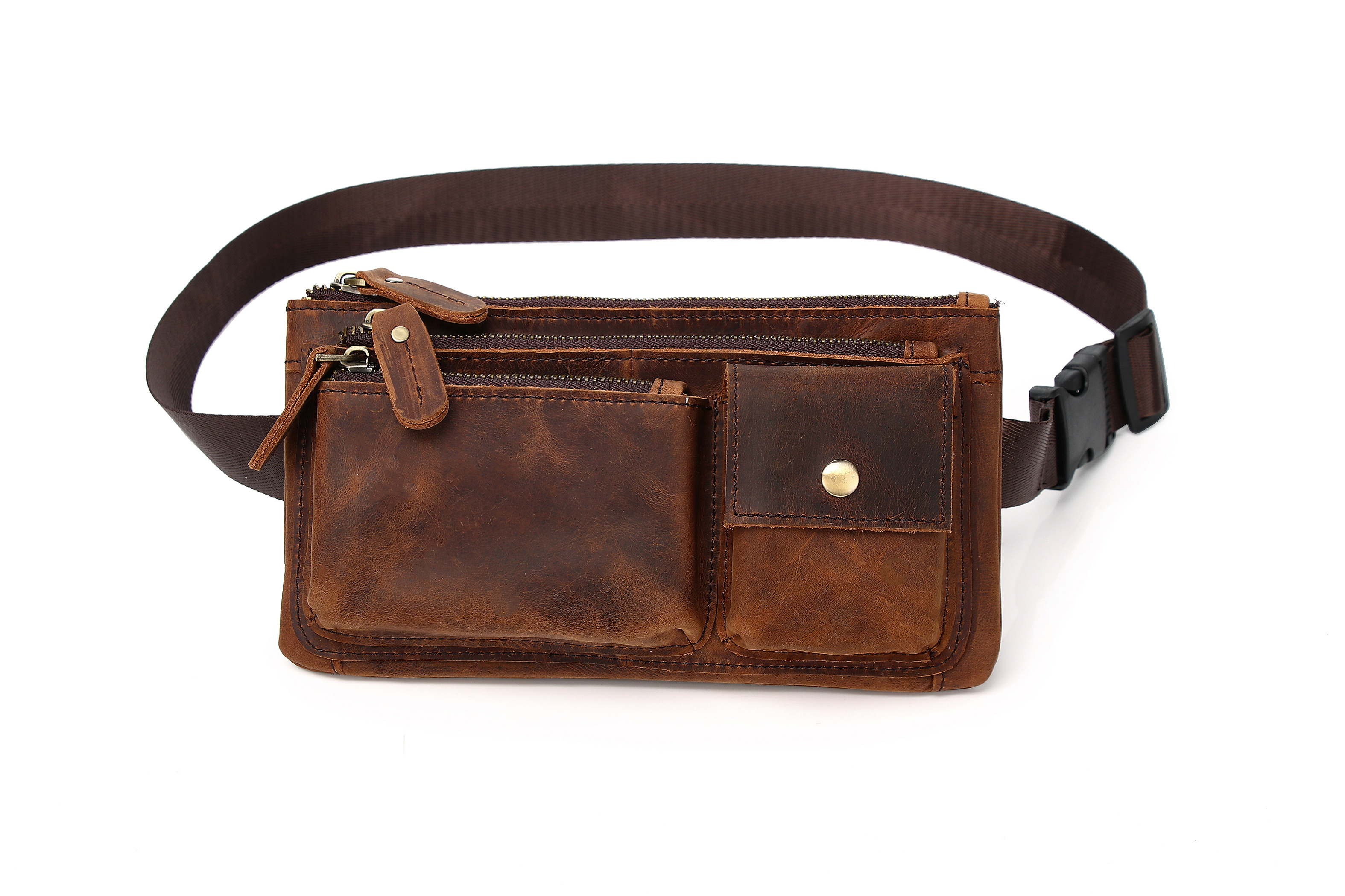 Casual Vintage Genuine Leather Waist Bag Slim Mobile Phone Bag