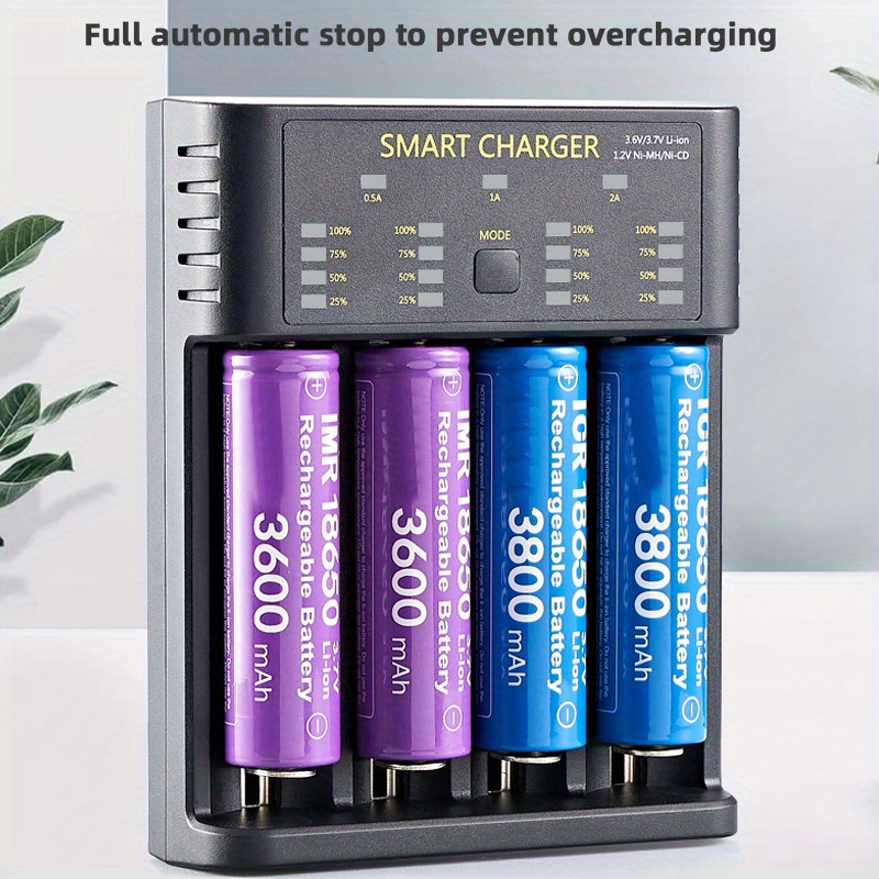 Smart 18650 Charger 4 slot Li ion Battery Charger 1.2v - Temu