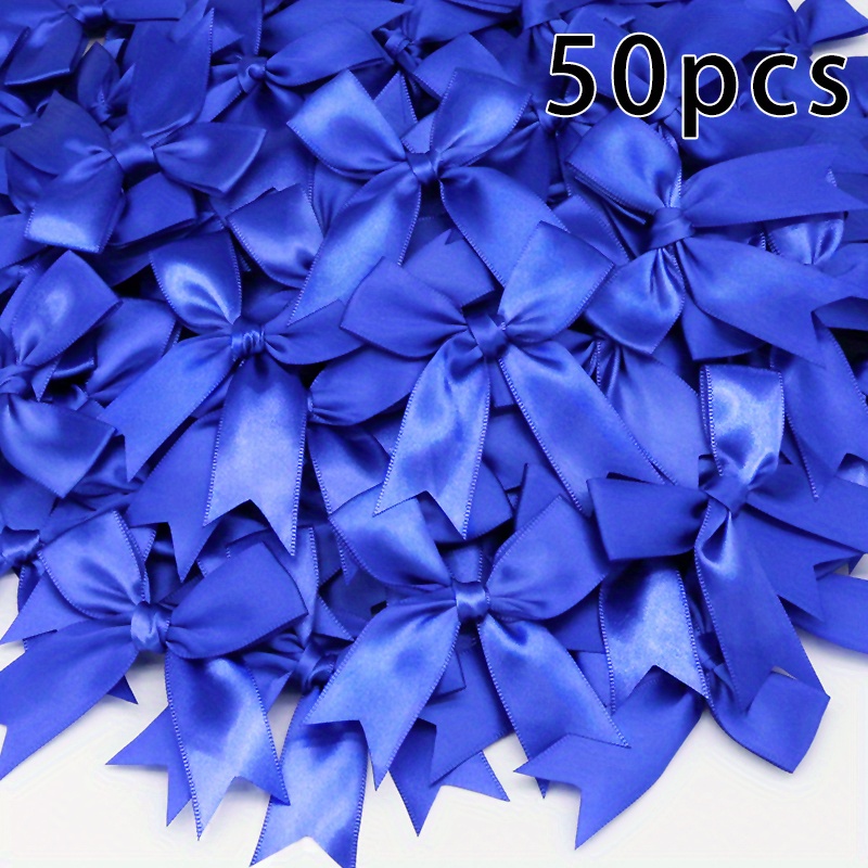 50Pcs Mixed Color Satin Ribbon Bows 1 Inch Hand Bow-knot Tie Small Bows for  Crafts DIY Christmas Wedding Party Decor Accessories