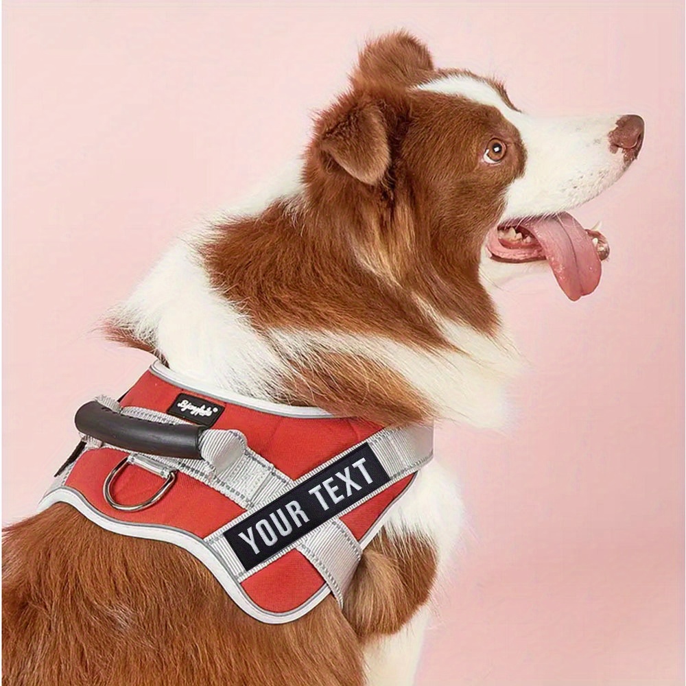 Etiqueta de Velcro personalizada para perro, correa de pecho para mascota,  parche grande, etiqueta de nombre, arnés