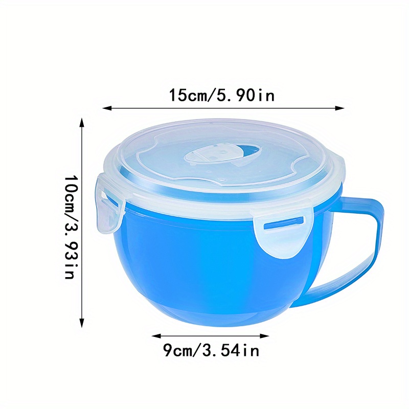 1pc Blue Portable Soup Cup With Lid, Heat Resistant, Microwave