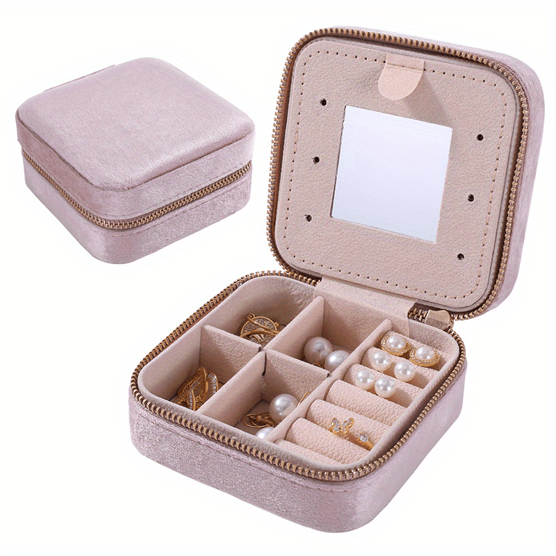 Travel Velvet Jewelry Box, Mini Gift Box With Mirror, Girl, Small Portable  Organizer Box With Ring, Earrings, Necklace, Bracelet 
