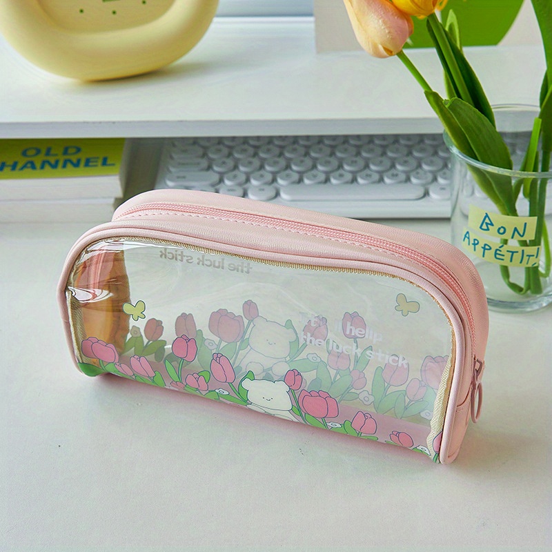 New Pink Creative Woven Pencil Case High-capacity Portable Multifunctional  Stationery Pouch With Beautiful Appearance And Inner Compartments