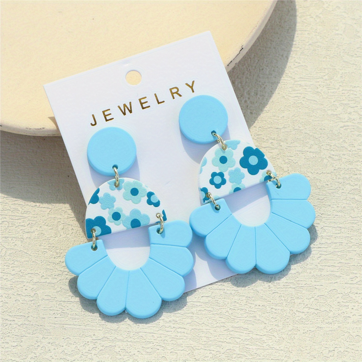 TEMU Blue Flower Design Dangle Earrings Cute Simple Style Acrylic Jewelry Delicate Gift For Women