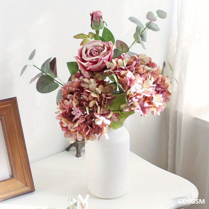 Tinsow Ramo de hortensias artificiales de seda, tallos de hortensias  sintéticas para centros de mesa de boda, decoración del hogar (rosa, 4)