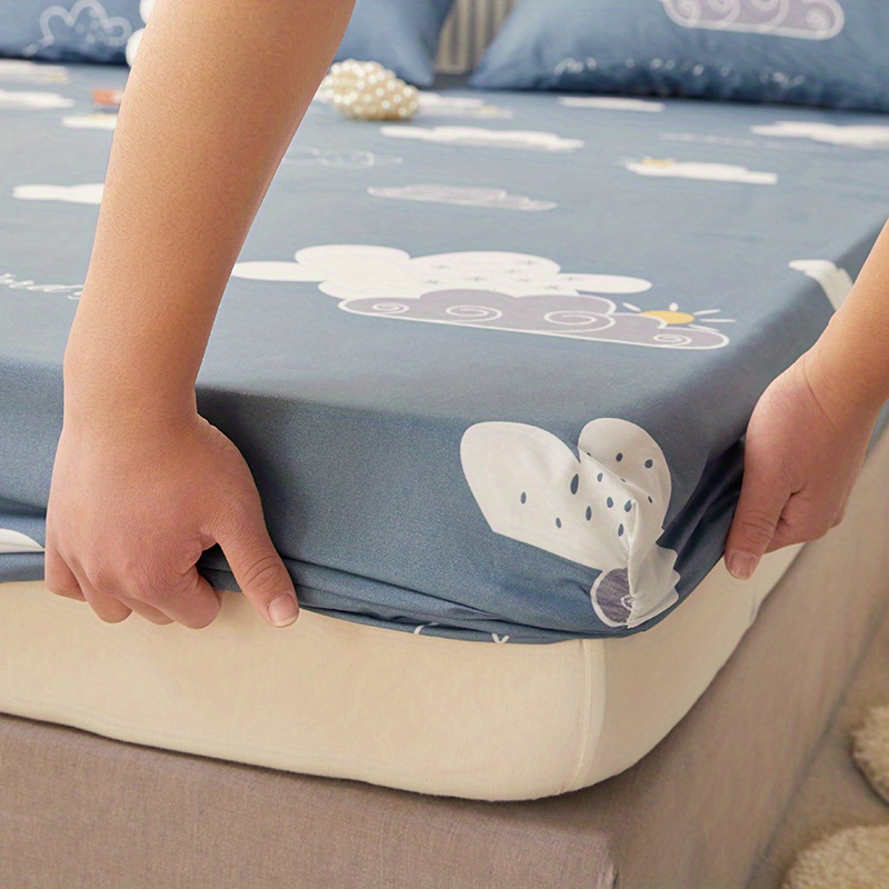Waterproof Fitted Sheet Soft Comfortable Cloud Print Bedding Temu