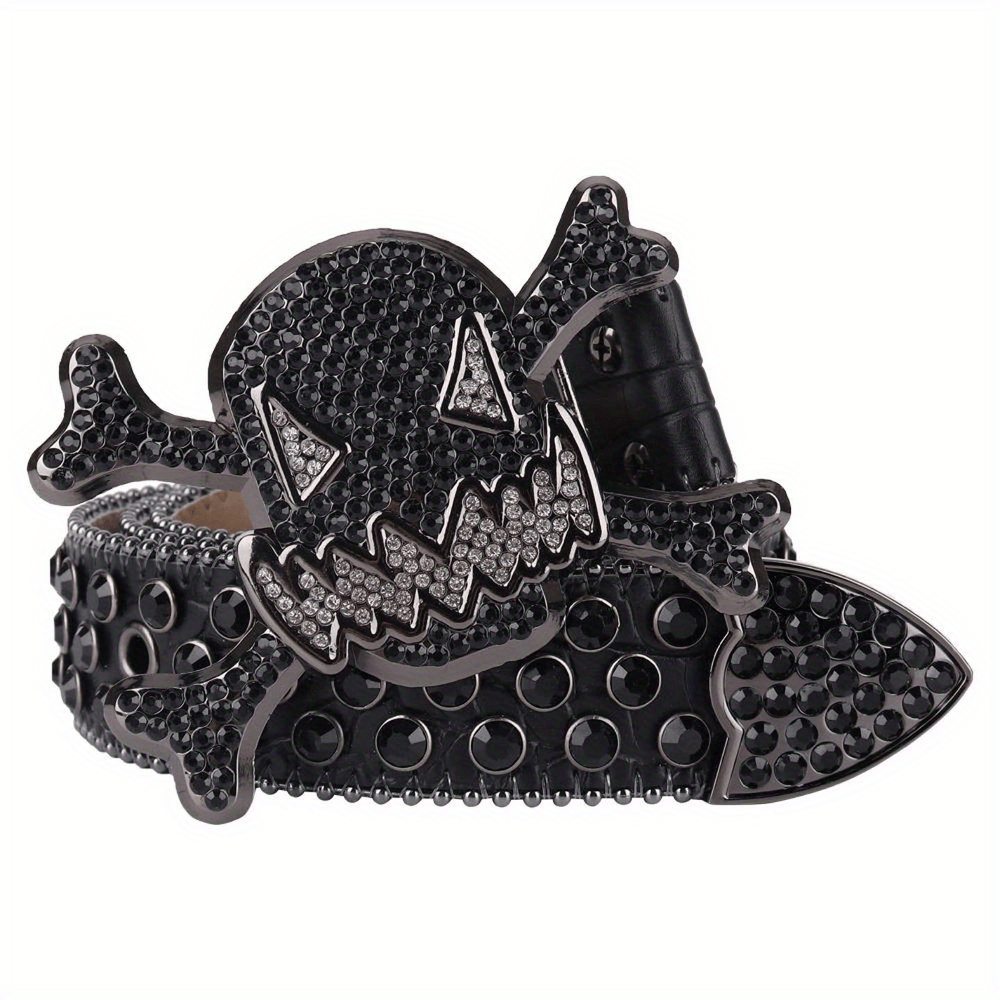 1pc Big Rhinestone Skull Buckle Belt Punk Stone Crystal Studded