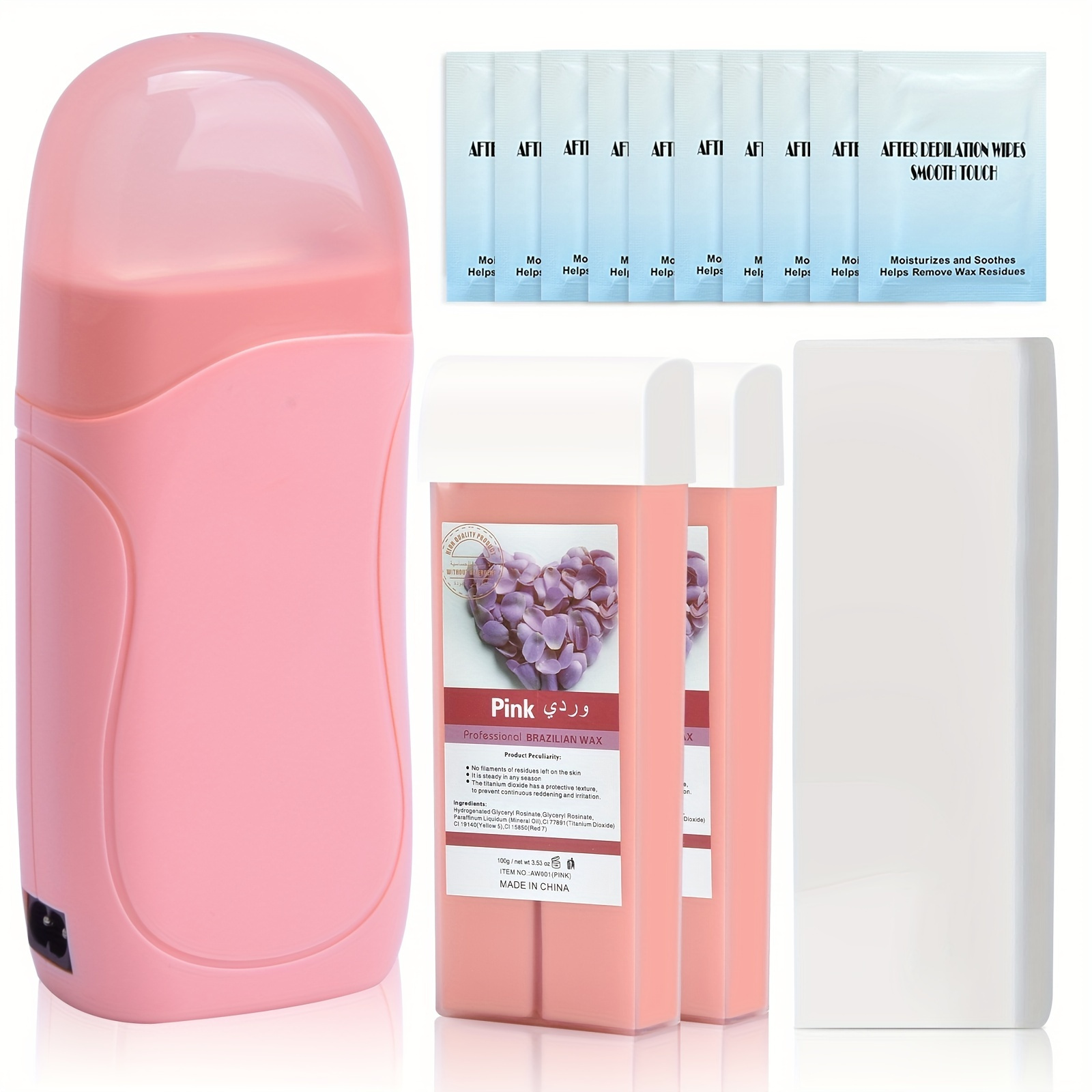Roll On Wax, Waxing Kit For Women, Roll On Wax Warmer Kit, Roller Waxing  Kit For Women u0026 Men Sensitive Skin, Wax Roller Kit Include 2 Rose Wax  Cartridge, 100 Wax Strips,
