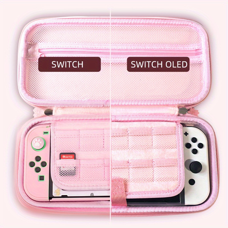 cute pink cherry blossoms storage bag cover case for nintendo switch portable travel carrying bag game accessories details 3