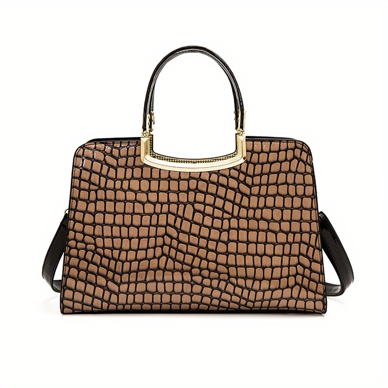 Stone Pattern Large Tote Bag PU Leather Shoulder Bag