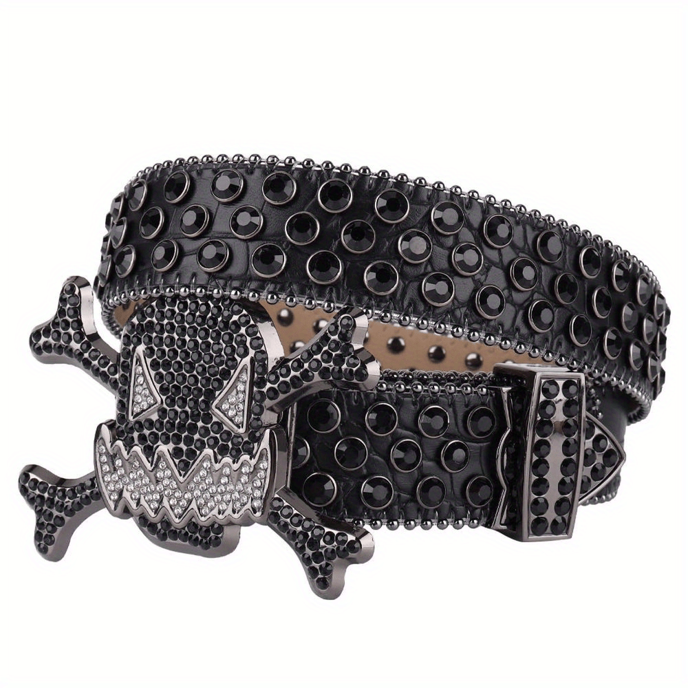 1pc Big Rhinestone Skull Buckle Belt Punk Stone Crystal Studded Waist Belt  Strap For Jeans Dress For Men Ideal Choice For Gifts - Jewelry &  Accessories - Temu Canada