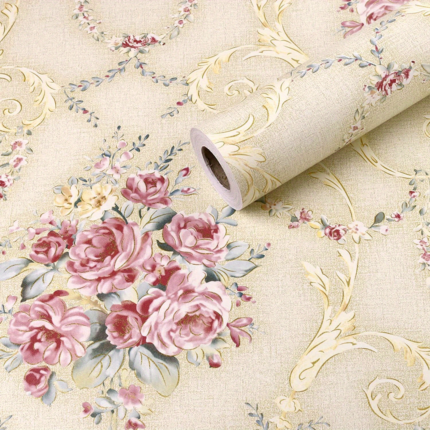 Self Adhesive Vinyl Decorative Floral Contact Paper Drawer Shelf Liner Removable Peel and Stick Wallpaper for Kitchen Cabinets Dresser Arts and Crafts