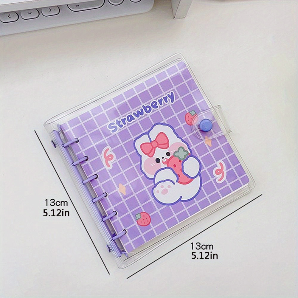 Cute Bear Bunny Pvc Transparent Cover 6 ring Loose Leaf - Temu