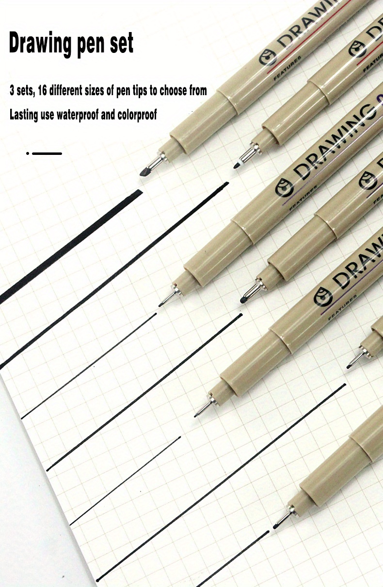 Waterproof Sketch Pens Plastic Drawing Pens Different Tips - Temu