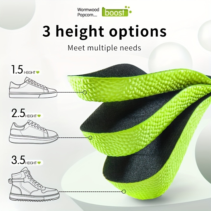 1.5-3.5cm (0.59-1.38in) Invisible Height Increase Insoles Light Weight Soft Elastic Arch Support Breathable Heel Lifting Inserts Arch Support Heel Lift Memory Foam Shoe Pads Orthopedic Soles