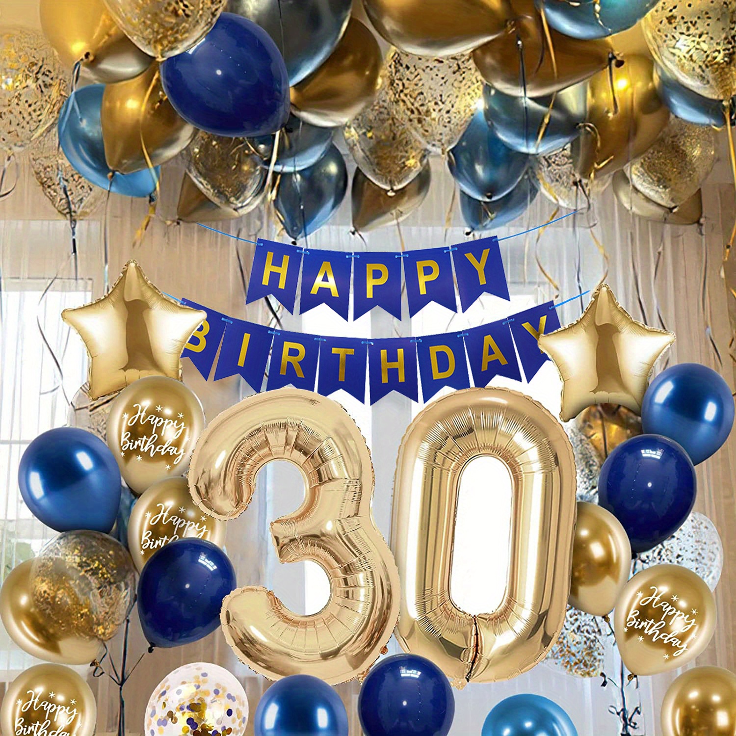 30 ° compleanno Decorazioni Uomini, Lmell 30 ° Compleanno Palloncini Blu  Buon Compleanno Banner Regalo