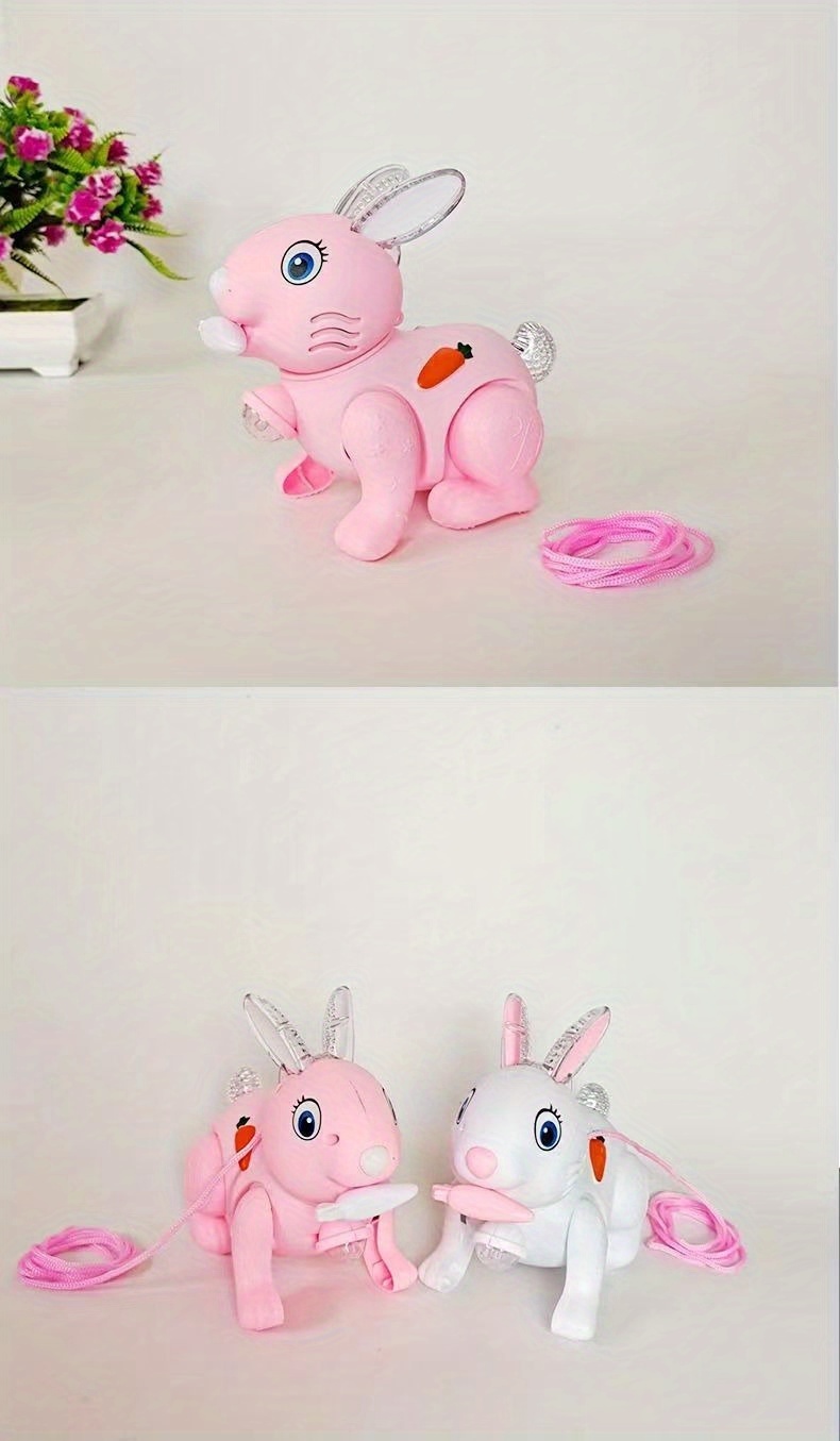 Crawling Toy Electric Light And Music Bounce Rabbit Puzzle Playhouse Toy  Electric Pulling Rope Little Rabbit Toy