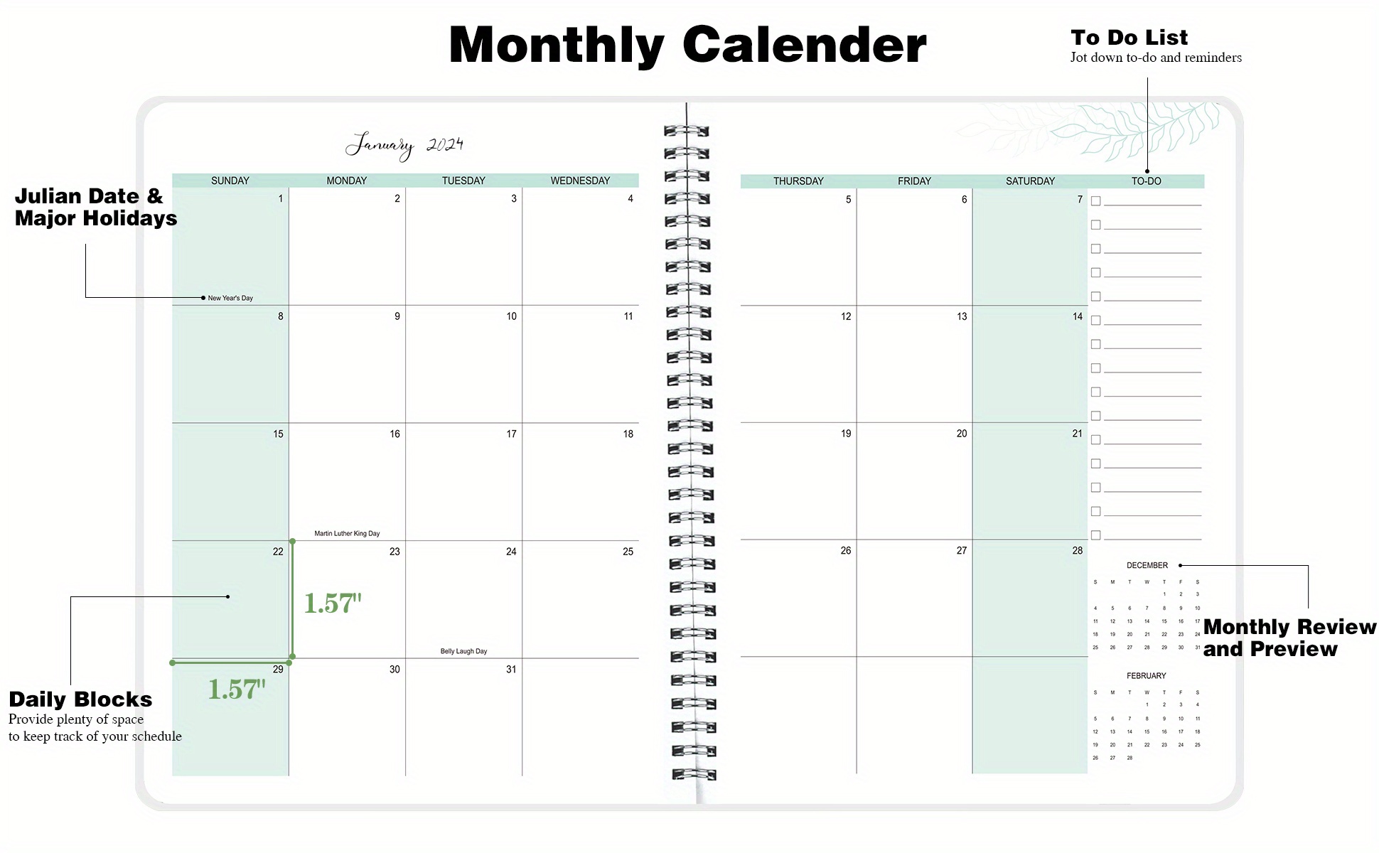 Trees 2024 2025 Monthly Calendar Planner Spiral 24 Months - Temu