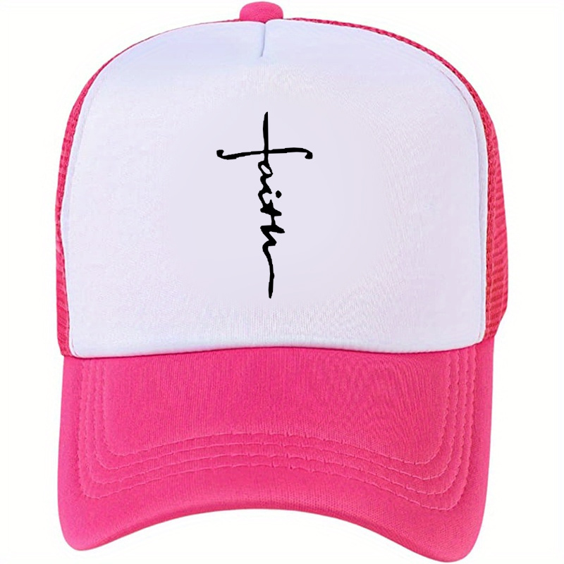 Faith Cross Print Baseball Cap Unisex Solid Sunshade Dad Hats