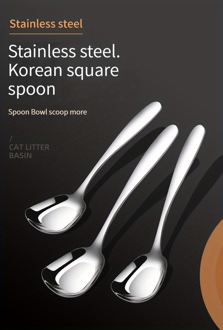 Spoon Stainless Steel Spoon Household Spoon Creative Big Spoon Thickening  Spoon Stirring Spoon Small Spoon Eating Spoon Coffee Spoon (Color : E)