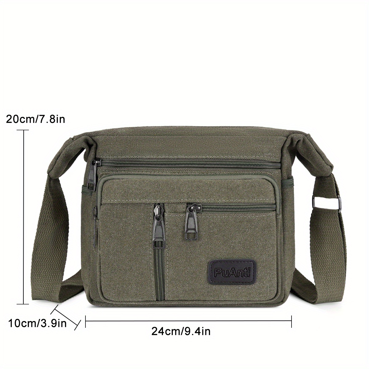 Men's Canvas Messenger Bag With Multiple Pockets, Large Capacity