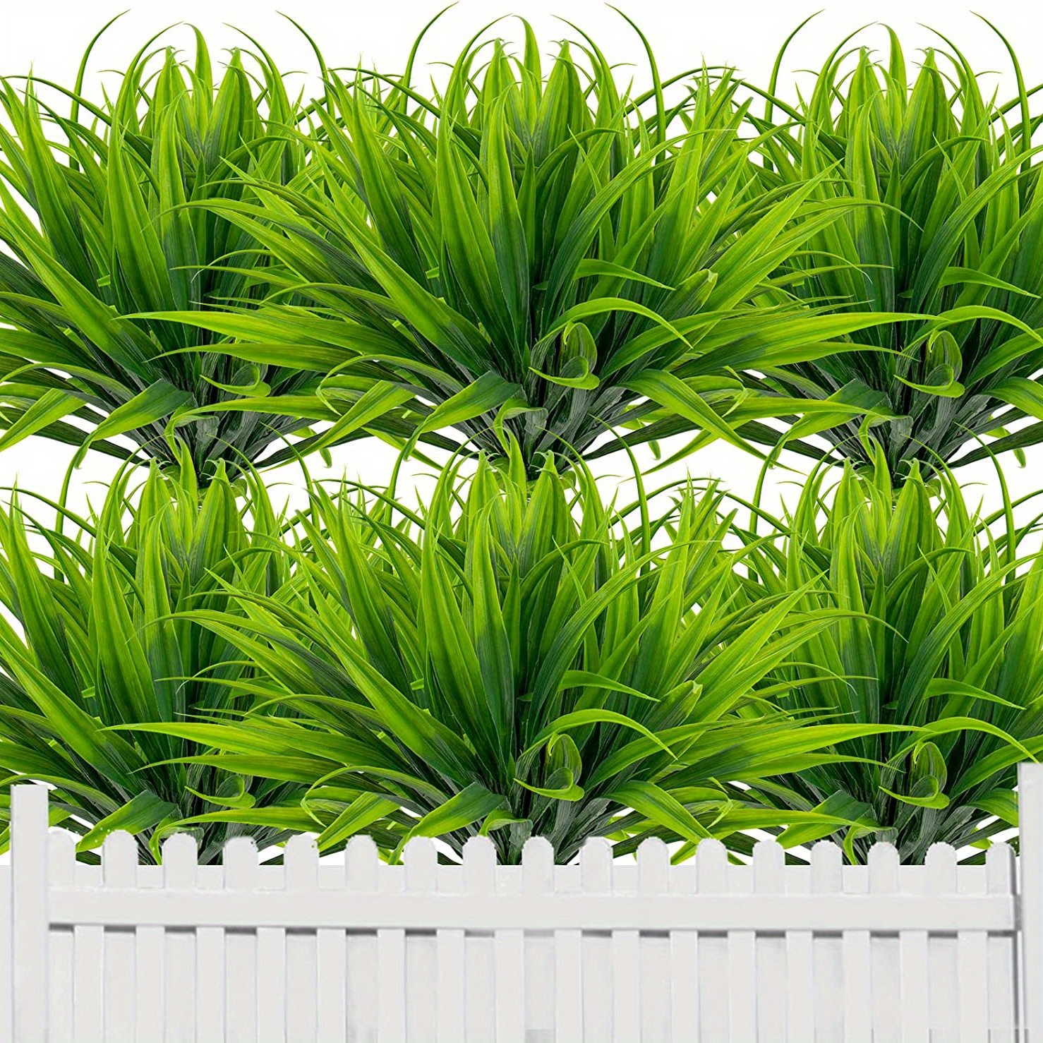 6個 人工芝フェイクプラント 屋外プラスチック植物 紫外線耐性 緑