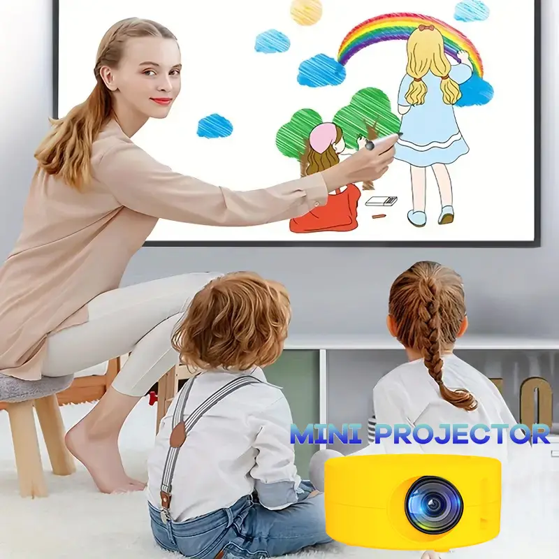 mini projector portable hd 1080p removable led screen home theater projector wired projection same screen compatible with ios android av usb details 4