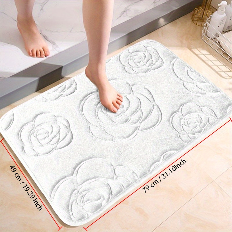 1pc Memory Foam Embroidery Bath Mat, Bathroom Anti-slip Shower