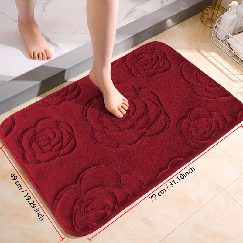 WODEJIA Bath Rugs Sponge Foam Soft for Bathroom and Kitchen,Flannel Mat Non  Slip Bright 3D Printed for Bedside and Living Room,Clearance MatS