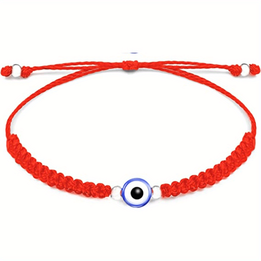 6 x Simple Evil Eye Bracelets, Adjustable Cord Bracelet, Party