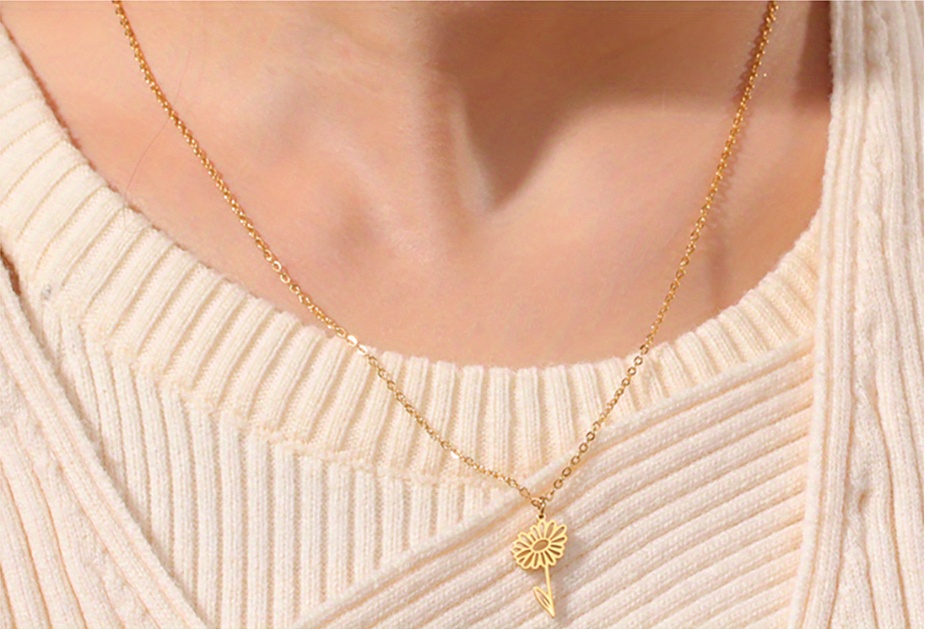 KKJOY Birth Month Flower Necklace - Stainless Steel Pendant Necklace With 12 Month Flowers | 45+5cm Chain, Gift For Women, Best Friend Jewelry - View #11
