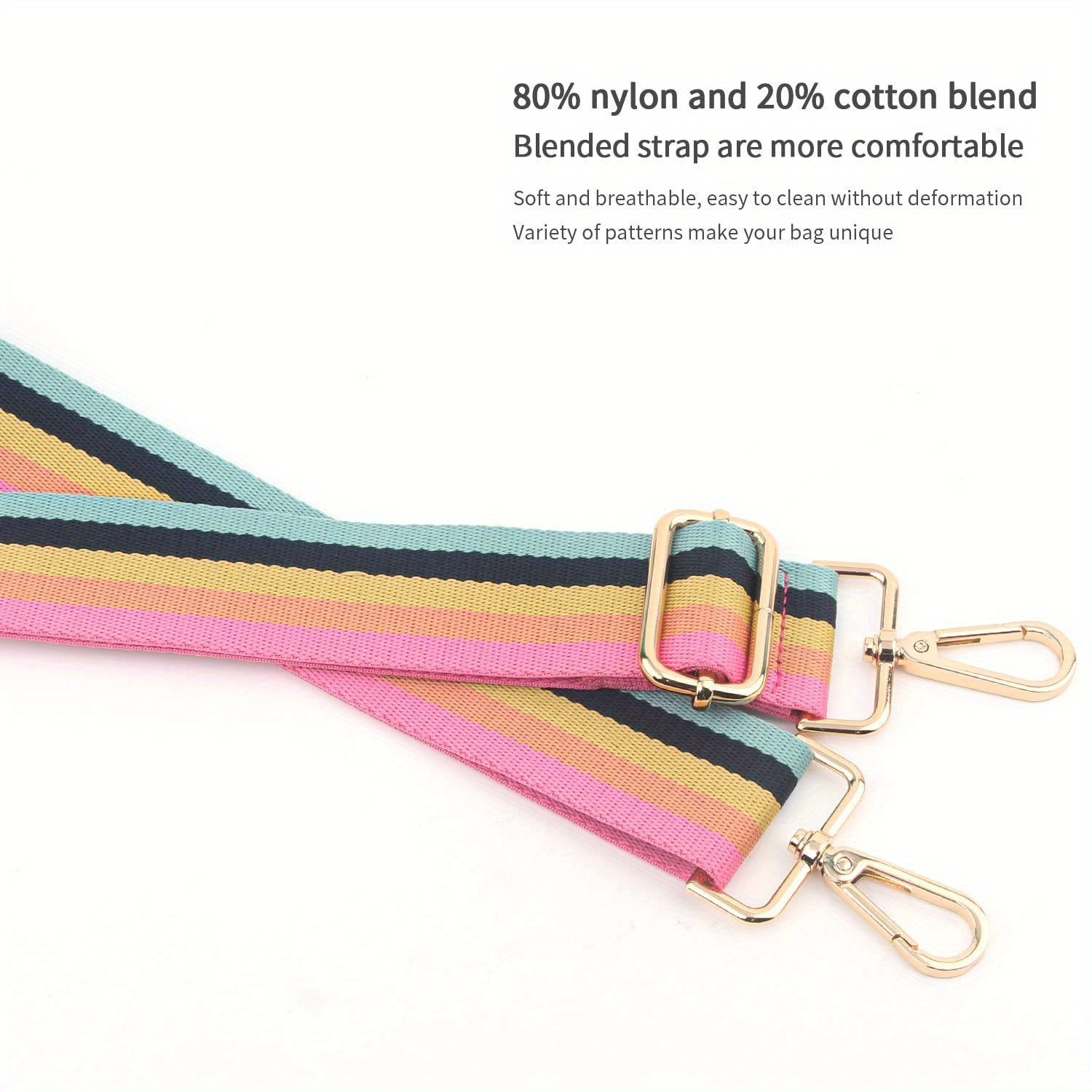 DIY Adjustable Wide Striped Bag Strap Replacement for Handbag