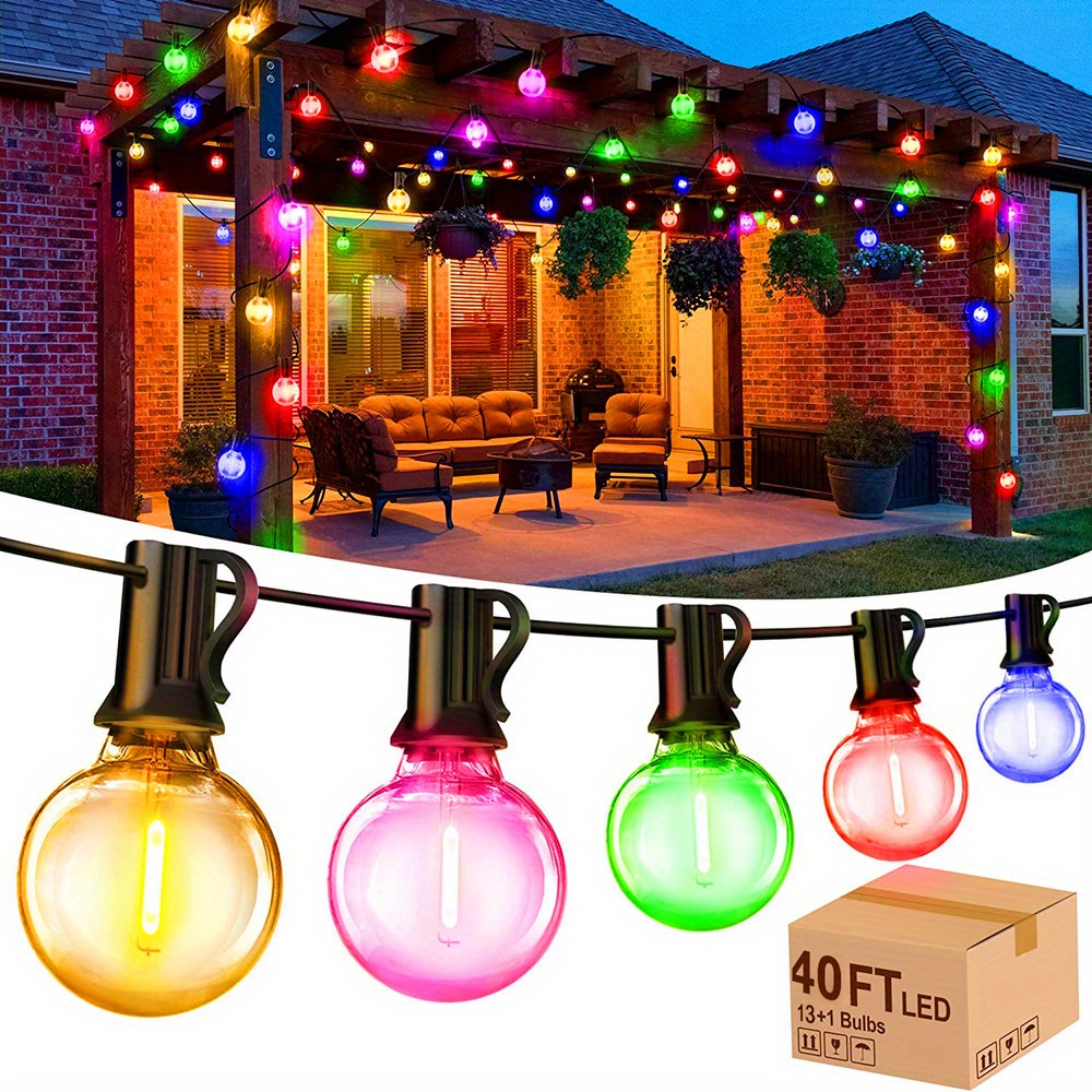 Outdoor String Lights, 100ft/60ft/40ft/30ft/18ft G40 Bulb Outdoor LED  String Lights, IP65 Waterproof, Earth Party Garland String Bulbs, Outdoor  Fairy