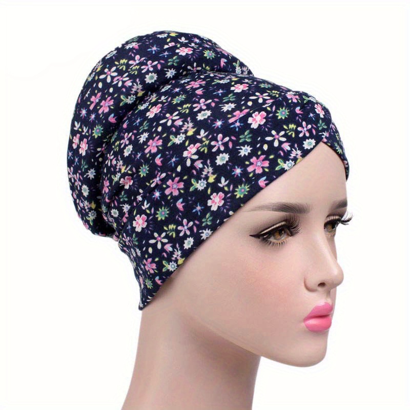 Durag Feminina Azul Escuro Com Flores