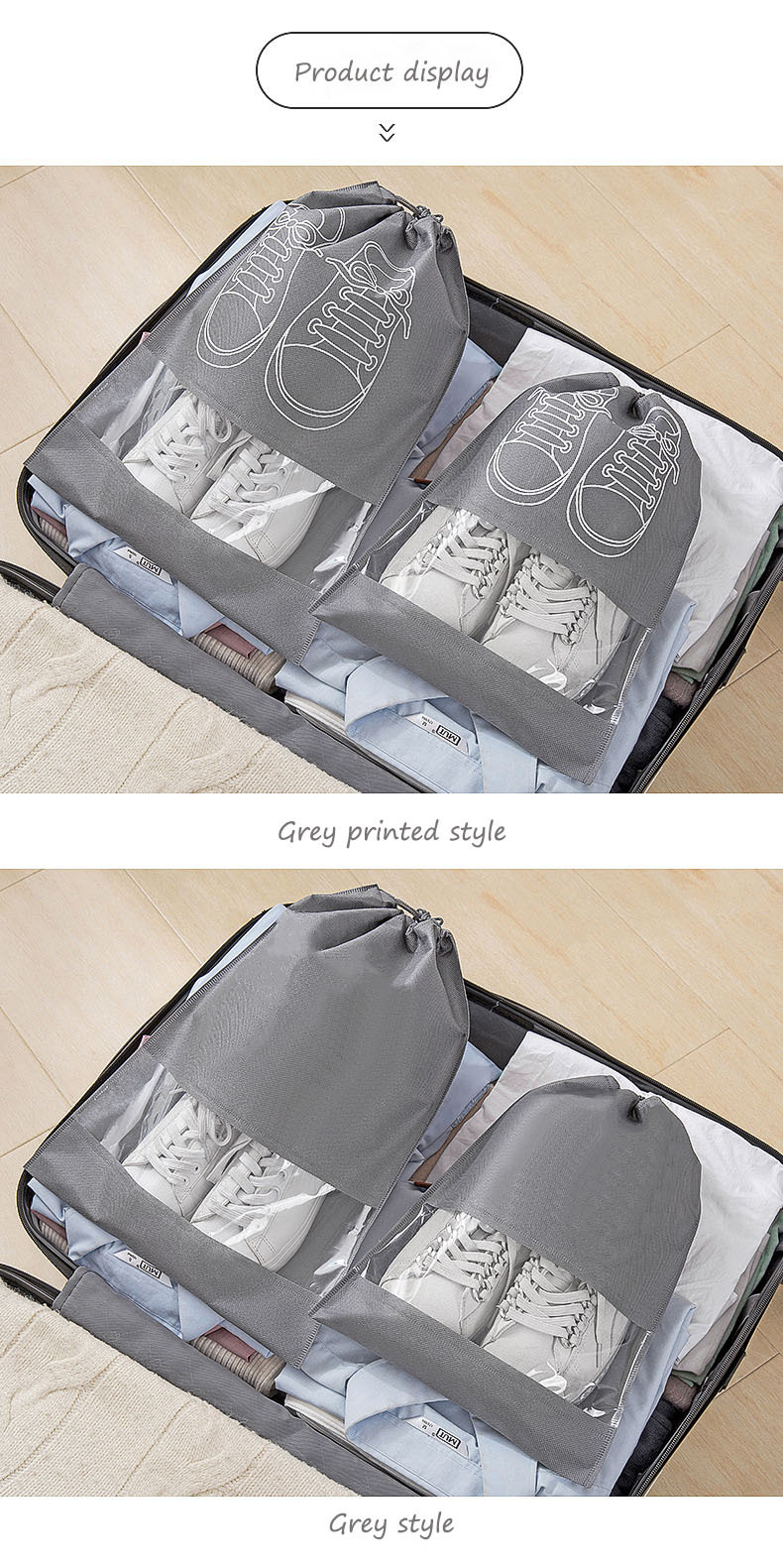 1pc Travel Shoe Storage Bag, Durable Non-woven Fabric, Drawstring Closure, Anti Yellowing, Moisture-proof, Perfect For Travel And Cushioning - Keep Shoes Free From Dust