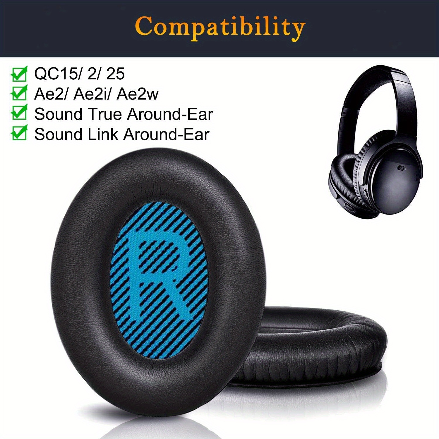 Replacement Ear Pads Cushion for Bose QuietComfort QC15 QC25 QC35  Headphones QWE